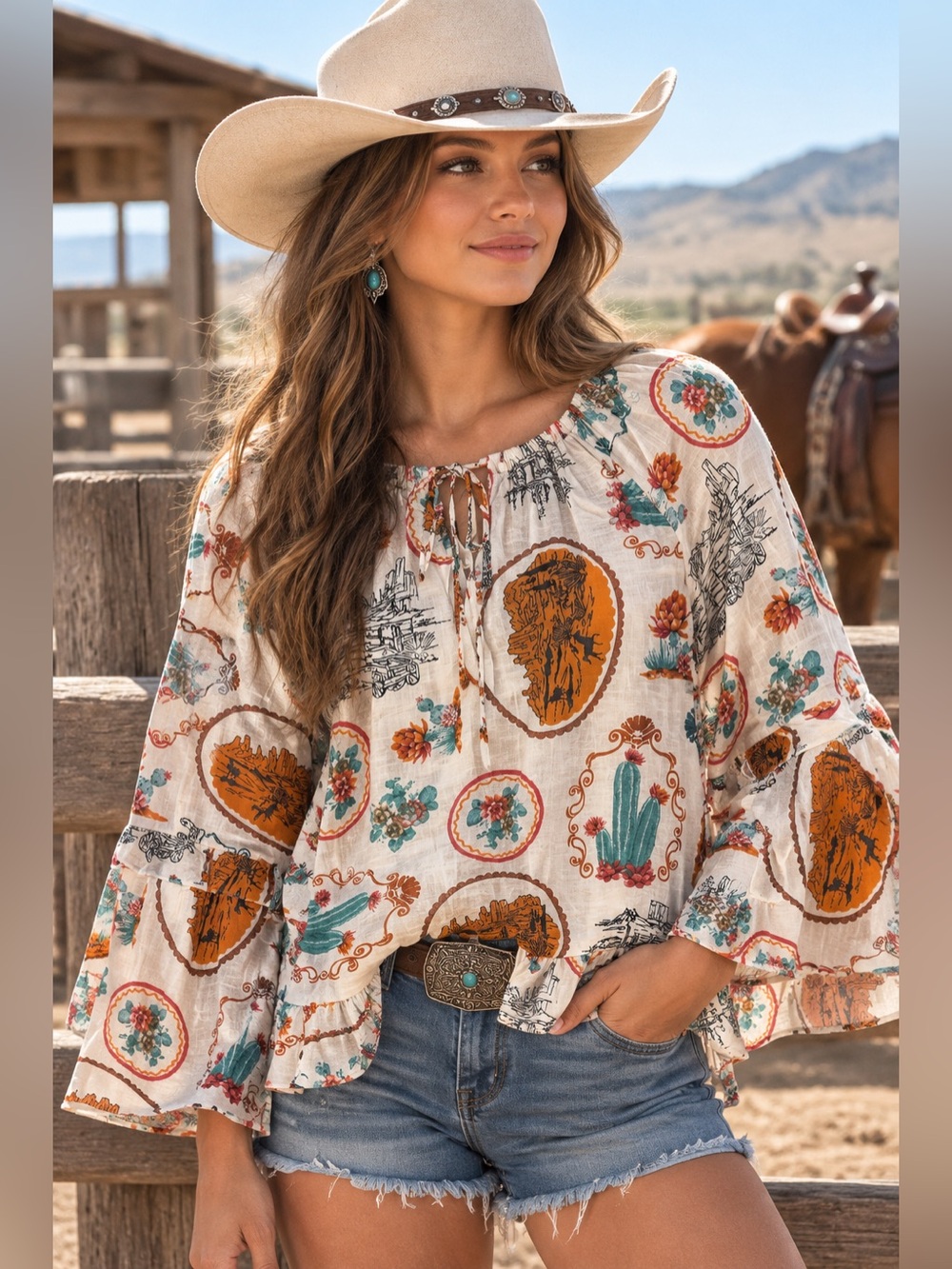 Blue B Western Bell Sleeve Shirt